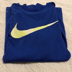 Nike  blue dri-fit tee with 2 color swoosh (XL)